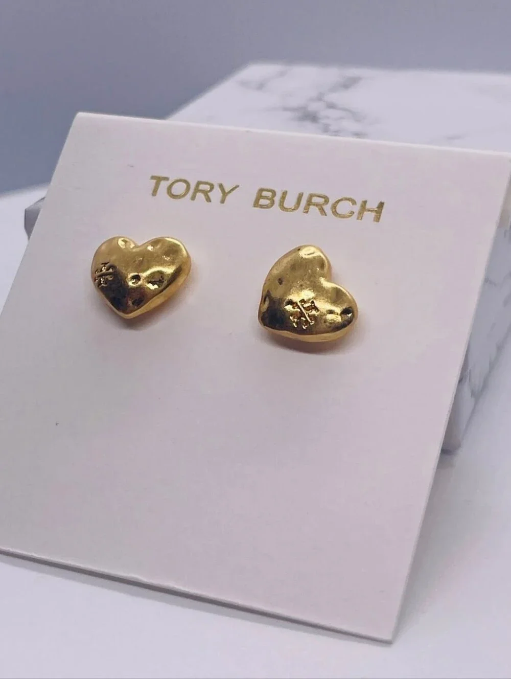 Tory Burch Gold Heart Stud Earrings